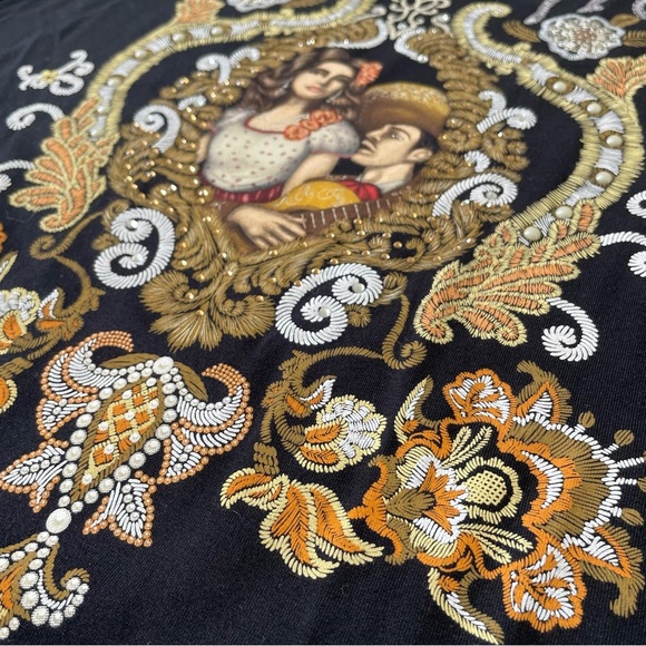 Ay Guey Historia Beaded Mexico Woman Graphic Asymmetric Hem TShirt 4XL RARE NWT - Picture 5 of 8